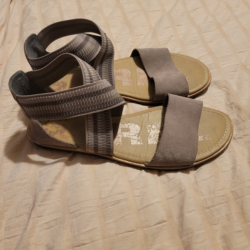 Sorel Ella ll Womens Slip On Sandal Suede Shoes Size 11 - Picture 6 of 10